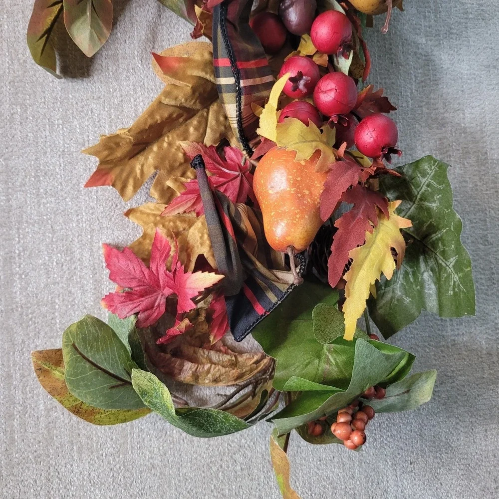 Grandin Road Finley Hill Mantle Swag Garland #14107 Pears Berries Acorns 6' Long